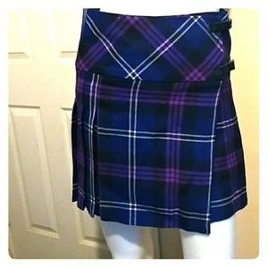 Vintage plaid Print pleated kilt wrap skirt Sz 8